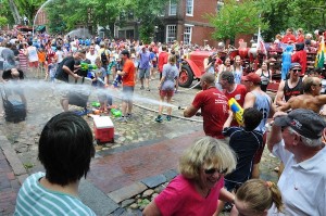 Nantucket waterfight on Main S.