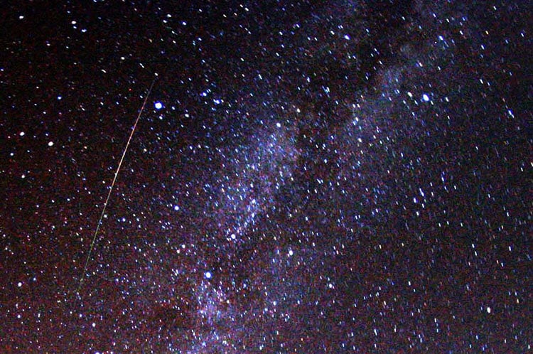"Perseid meteor and Milky Way in 2009" by Brocken Inaglory - Own work. Licensed under Creative Commons Attribution-Share Alike 3.0-2.5-2.0-1.0 via Wikimedia Commons - http://commons.wikimedia.org/wiki/File:Perseid_meteor_and_Milky_Way_in_2009.jpg#mediaviewer/File:Perseid_meteor_and_Milky_Way_in_2009.jpg