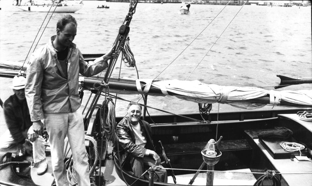  Franklin Roosevelt aboard his yacht Amberjack II, anchored in Nantucket Harbor in June of 1933. photo courtesy NHA