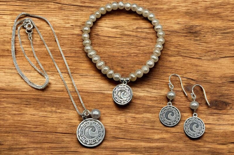 Cisco Photo sterling silver earring charms with 6mm round white pearls on sterling silver wires  (2)