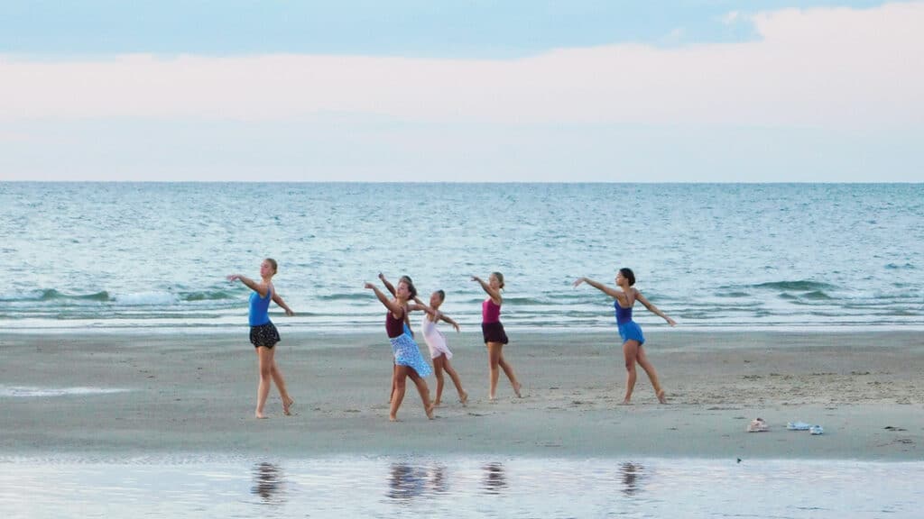Dancers practicing on Nantucket Island Beach
