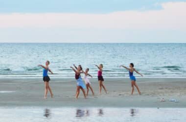 Dancers practicing on Nantucket Island Beach
