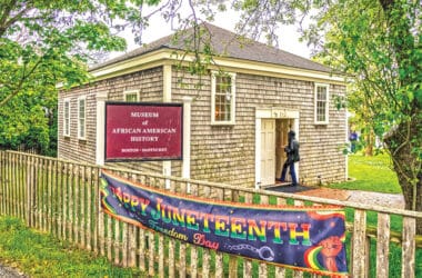Community gathering at Nantucket Juneteenth celebration on York Street