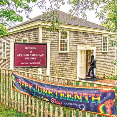 Community gathering at Nantucket Juneteenth celebration on York Street