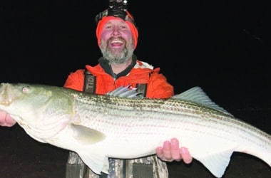 Matt Robers holding large Nantucket bluefish