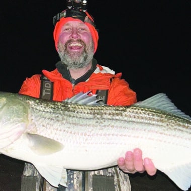 Matt Robers holding large Nantucket bluefish