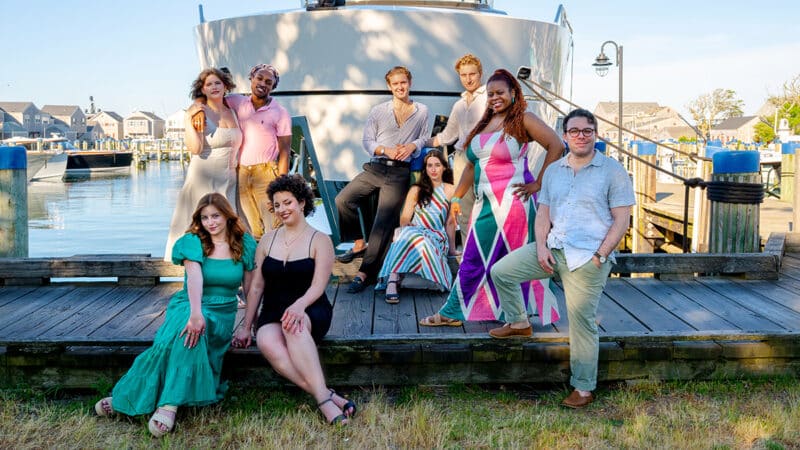 Cast performing Escape to Margaritaville at Theatre Workshop of Nantucket