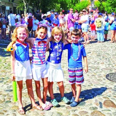 Kids on Main Street Nantucket for Independence day