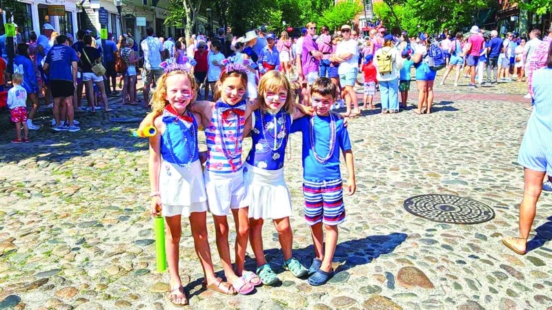 Kids on Main Street Nantucket for Independence day