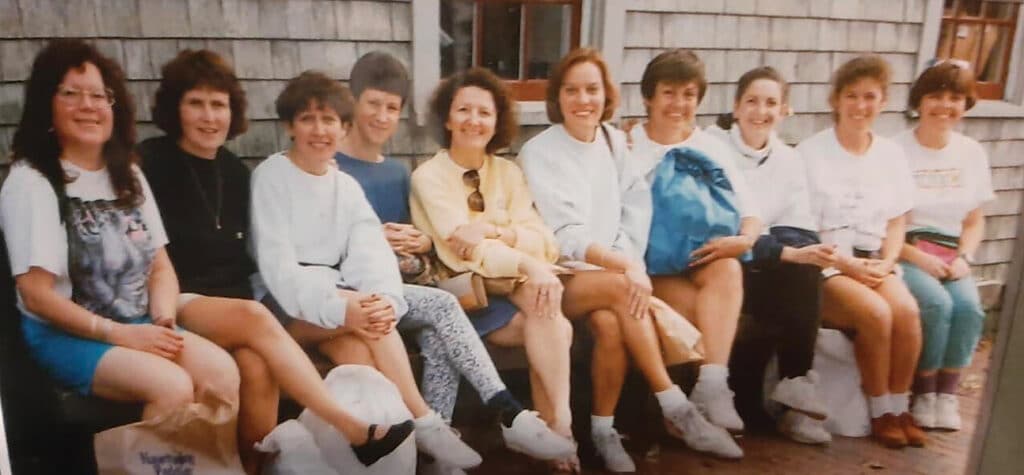 Friends pose together in 1995, early in what would become a 37 year Nantucket girls' weekend tradition.
